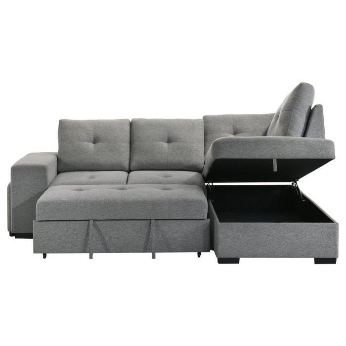 Roanne - Fabric Upholstered Sleeper Sectional Sofa - Gray