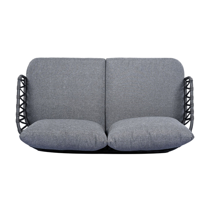 4 Piece Outdoor Patio Furniture Set, Metal Chairs With Woven Rope U Shaped Backrest