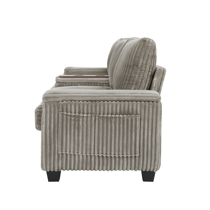 Modern 4 Seater Corduroy Sofa Couch With USB Ports And Hidden Storage