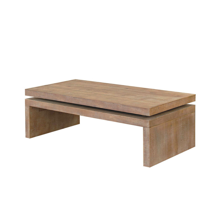Modern Rustic Wood Table, Rectangular Living Room Center Table With Floating Top Design