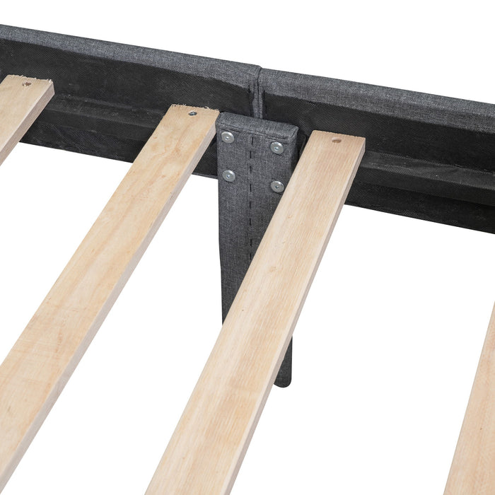 Twin Size Upholstered Platform Bed With 2 Drawers - Gray