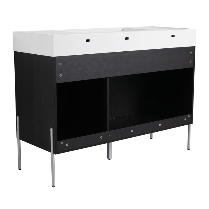 Freestanding Bathroom Vanity With Resin Sink And Storage Cabinet