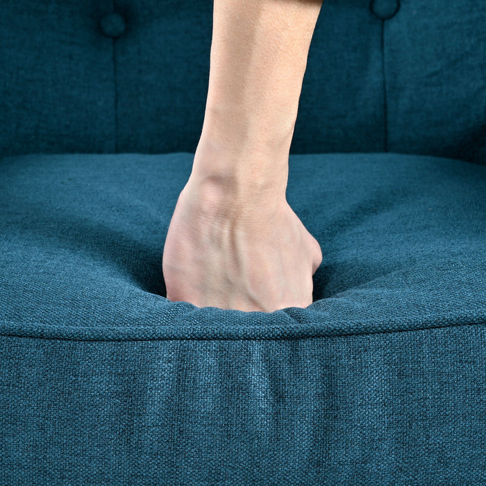 Modern Arm Chair With Tufted Back And Wooden Legs