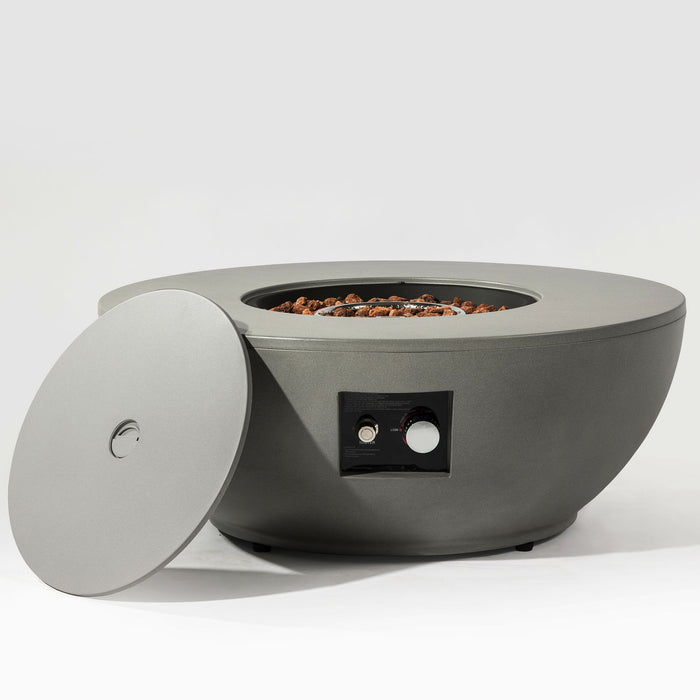 36" Propane Gas Fire Pit Table, 50000 Btu Round Steel Fire Pit With Tank Holder For Outside Patio Deck Garden Backyard - Gray