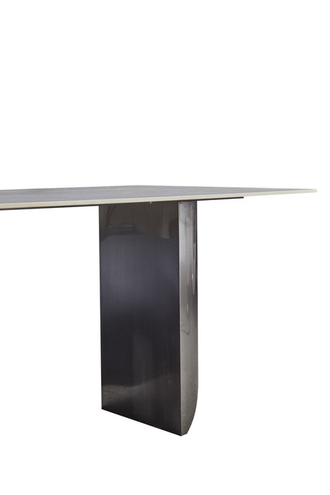 Black Titanium Stainless Steel Dining Table With Rock Plate (Excluding Chairs)