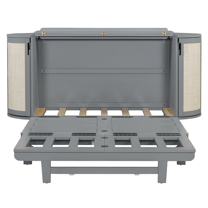 Murphy Bed With Hidden Storage & Modern Woven Design