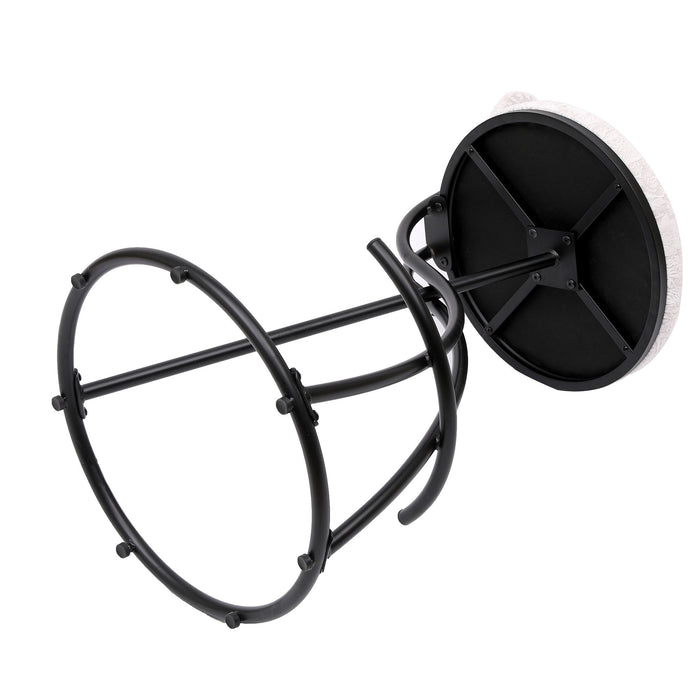 Round Print Bar Stools Upholstered Chairs For Kitchen (Set of 2)