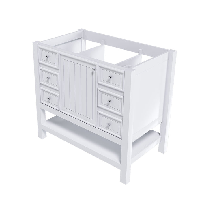 36" Bathroom Vanity With 1 Cabinet And 3 Drawers 1, Storage Solution - White