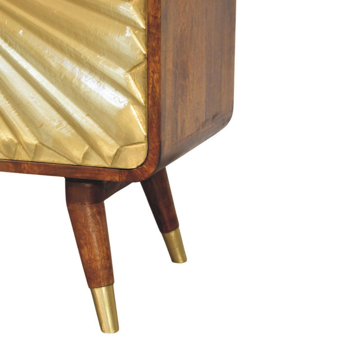 Avora - Brass Embossed 2 Door Cabinet - Brown / Golden