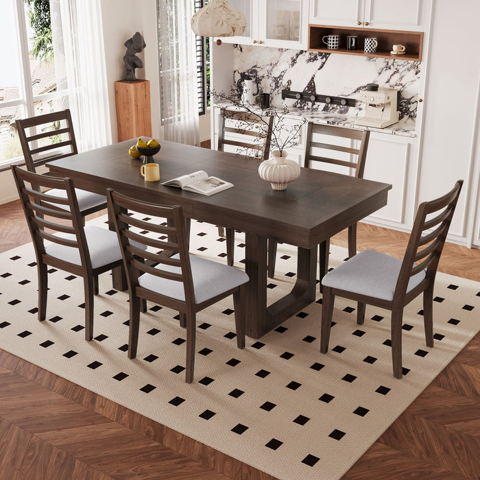 Extendable Dining Set, Farmhouse Extendable Table With Upholstered Chairs