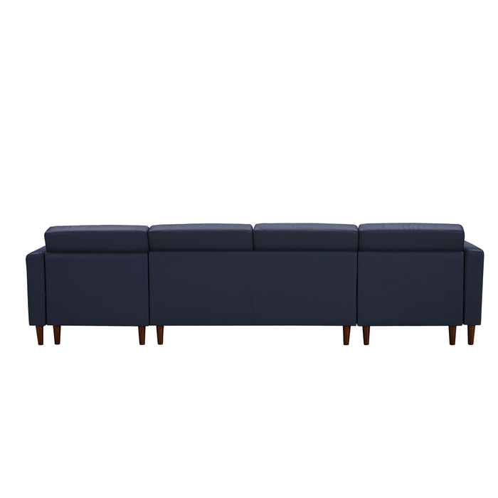 U-Shaped Sofa Tech PU Leather - Dark Blue