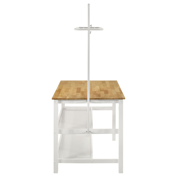 Cowichan - Kitchen Island Counter Table With Pot Rack - White