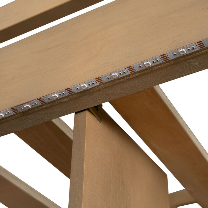 Loft Bed With Built In L Shaped Desk, LED Lights, Storage Shelves, Cabinets, And Staircase