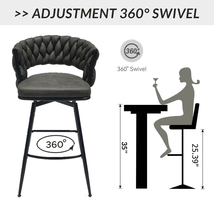 Bar Stool 360 Swivel With Back Footrest