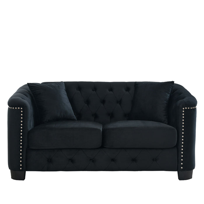 Modern Chesterfield Sofa With Tufted Backrest For Living Room