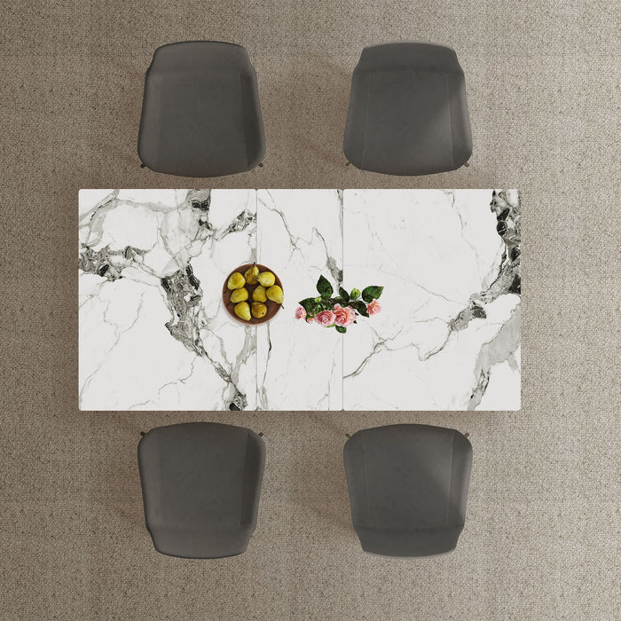 Modern Expandable Dining Table With Retractable Leaf With Chairs