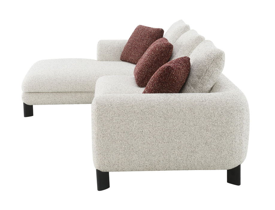 Mardi - Tweed Sectional Sofa With 3 Pillows - Maroon / Beige