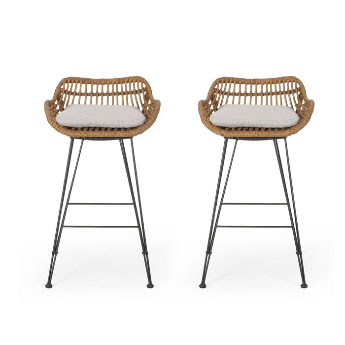 Outdoor Rattan Bar Chair With Metal Legs