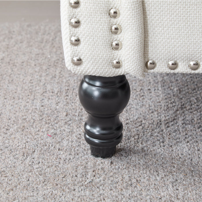 Rolled Arm Sofa With Nailhead Trim With Wooden Legs
