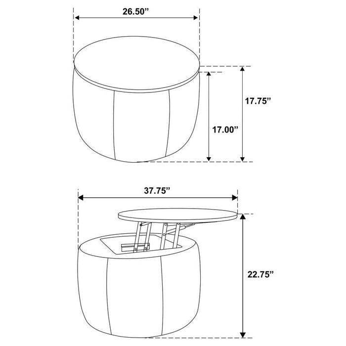 Tesoro - Round Upholstered Lift Top Storage Ottoman - Gray