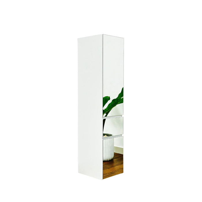 Elise - Slim Modular Wood Closet Cabinet With Mirror In Durable Melamine Construction - White