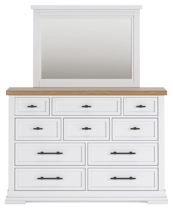 Ashbryn - Dresser And Mirror - White / Natural