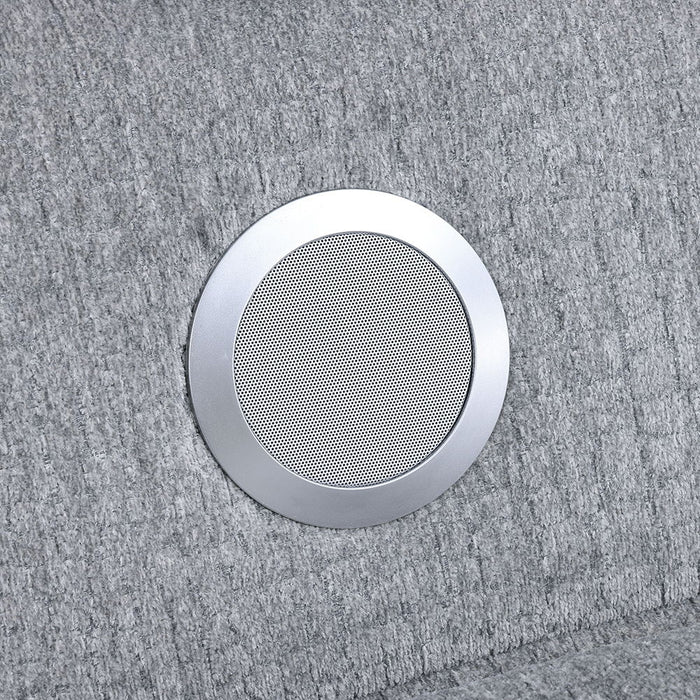 Fullar - Modular Console With Speaker & Cup Holder - Light Gary Chenille