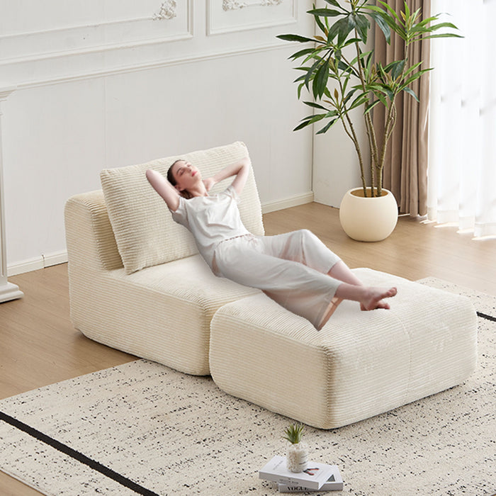 Single Chaise Longue With Movable Ottoman For Living Room