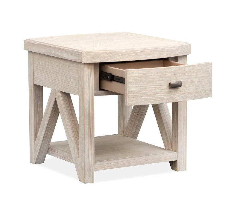 Bostwick - Rectangular End Table - Coconut Cream