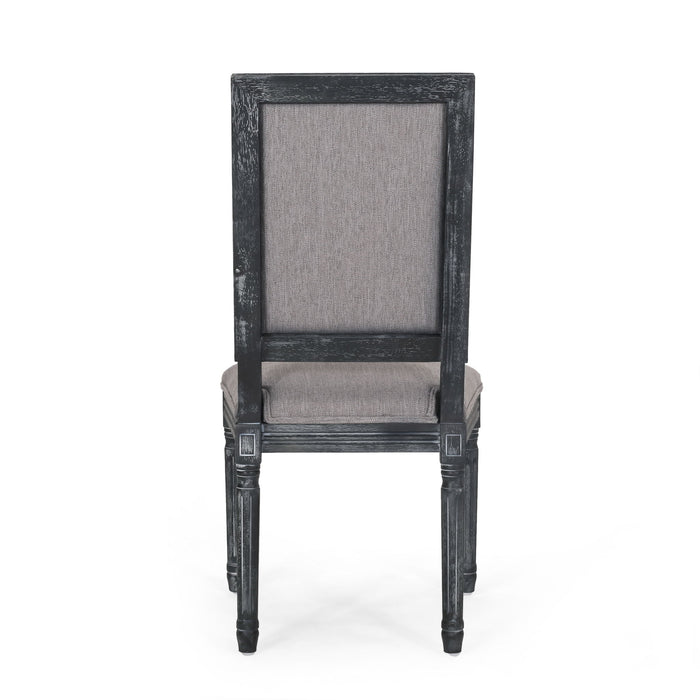 French Country Style Dining Chair With Upholstered Seating And Fluted Legs