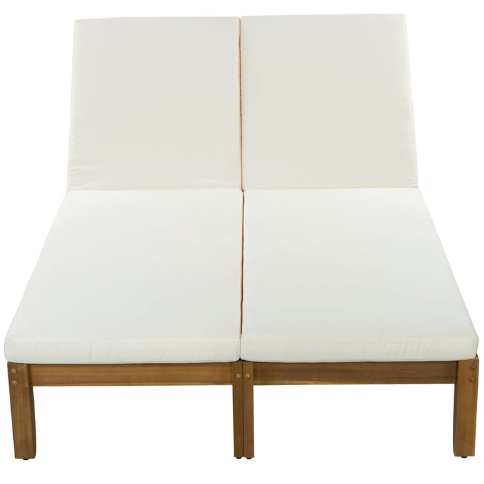Adjustable Outdoor Patio Lounge Chair 2 Seater Recliner - Beige / Natural