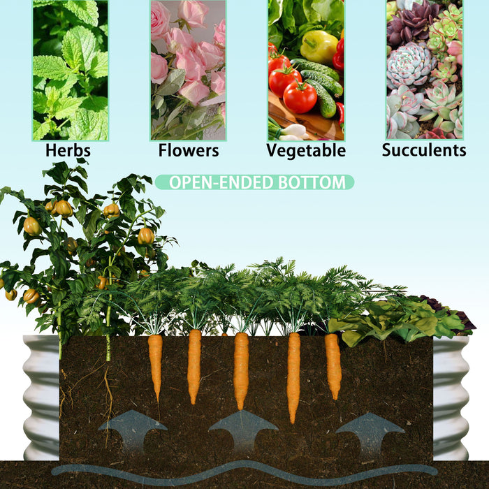 Heavy Duty Galvanized Raised Garden Bed Kit For Vegetables, Flowers & Herbs