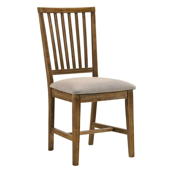 Wallace II - Side Chair Set of 2) - Tan Linen & Weathered Oak