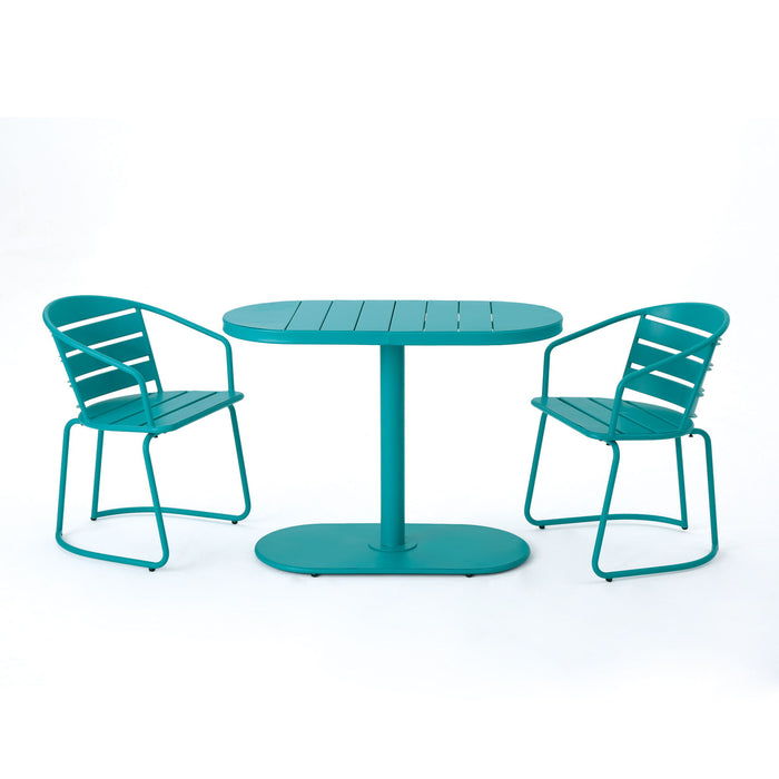 3 Piece Elegant Outdoor Bistro Set With 2 Chairs And Oval Table