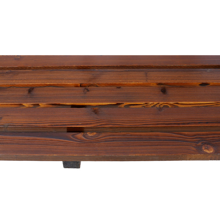 Rustic Country 2 Person Wooden Wagon Wheel Bench With Slatted Seat And Backrest - Brown