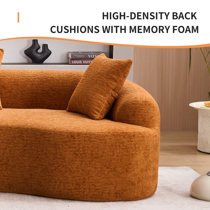 4 Seater Sofa With Chenille Fabric, 30D, 60 Hardness Full Sponge, 4 Pillow For Living Room, Home Furniture Sleeper Sectional Sofa For Apartment