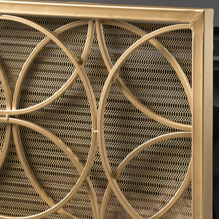 Thayer - Single Panel Iron Fireplace Screen With Geometric Design