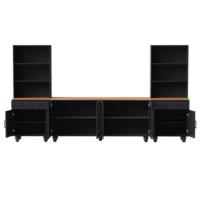 Farmhouse TV Stand With Solid Wood Gourd Shaped Legs For TVs Up To 70"