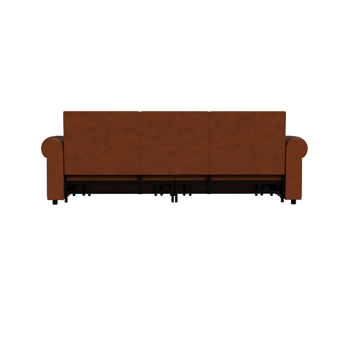 3 In 1 Convertible Sleeper Sofa With Nailhead Trim & Rolled Arm