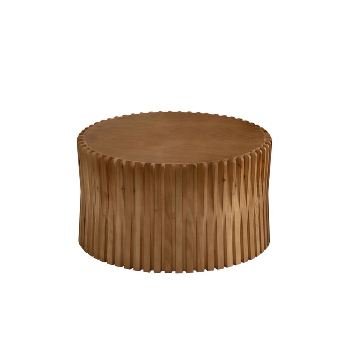 Cylindrical Coffee Table With Vertical Texture Relief