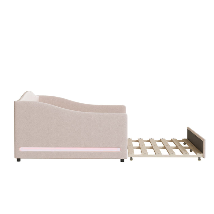 Upholstered Daybed With Light And Trundle