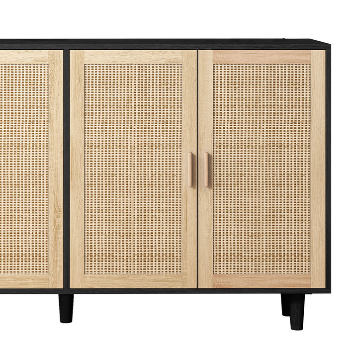 Elegant And Functional Rattan Decorative Storage Cabinet With 4 Doors
