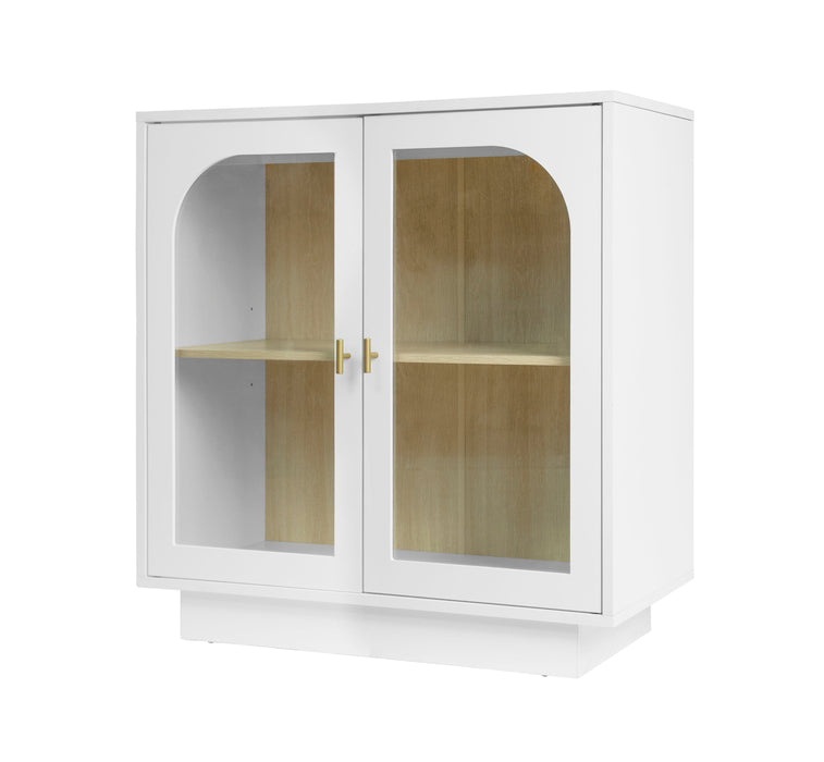 Storage Cabinet With 2 Glass Door For Living Room, Dining Room, Study - White