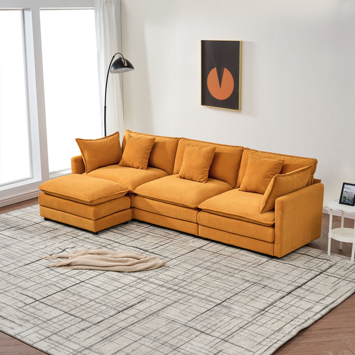 Modular Ottoman Style Deep Seat Sofa With Cushions
