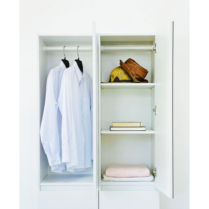 Elise - Slim Modular Wood Closet Cabinet With Drawers In Durable Melamine And Wood 71" Height - White