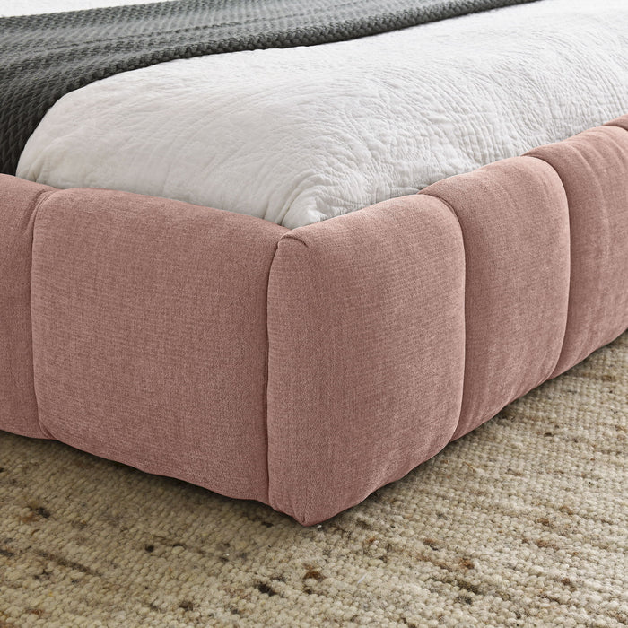 Modern Platform Bed Frame With Thick Chenille Fabric