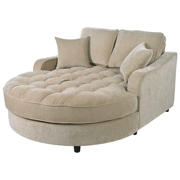 Modern Chaise Lounge Upholstered Sofa Couch With Tufted Seat And Detachable Pillows For Living Room