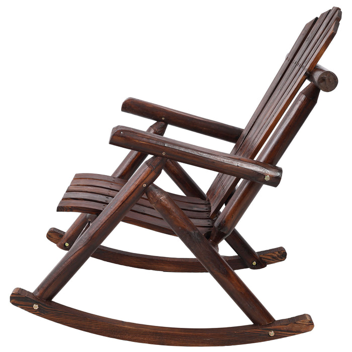 Durable Wooden Porch Rocker, Fir Log Rocking Chair