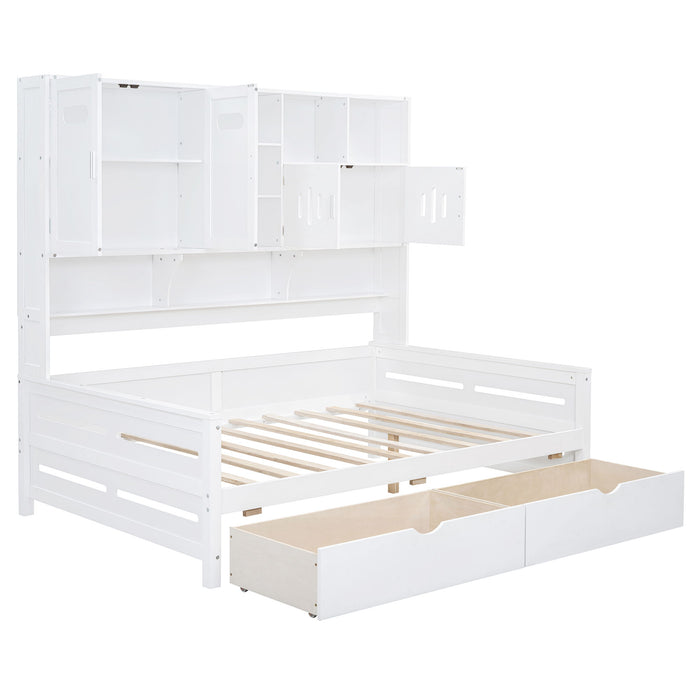 Daybed With All-In-One Cabinet And Shelf