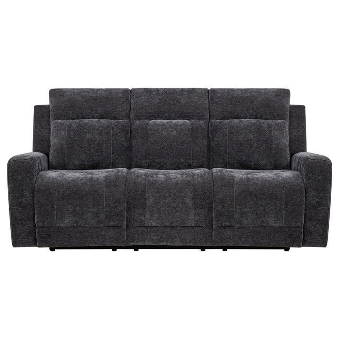 Kennett Chenille Upholstered Power Reclining Sofa Dark Grey